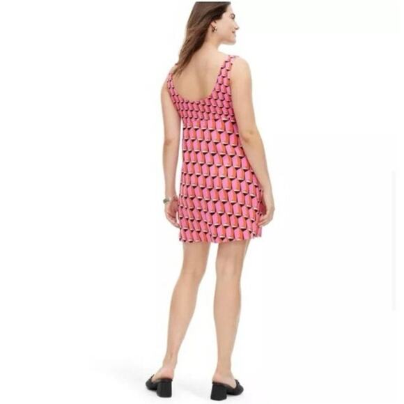 New Diane Von Furstenberg x Target DVF 90's Shift Pink Modern Geo Mini Dress 00 - Picture 2 of 8